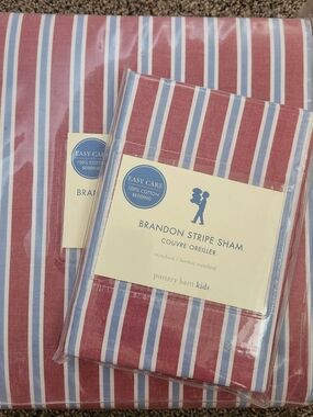 Pottery Barn Kids Brandon Stripe Duvet Cover & Sham SET - Red, Blue & White